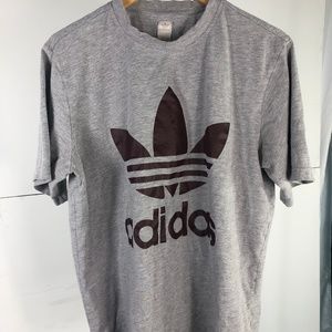 Adidas T-Shirt: Size -L (Gray with Burgundy Logo)